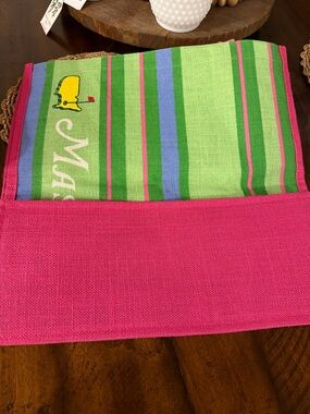 Masters Pink and Green Striped Tote with Yellow Accent